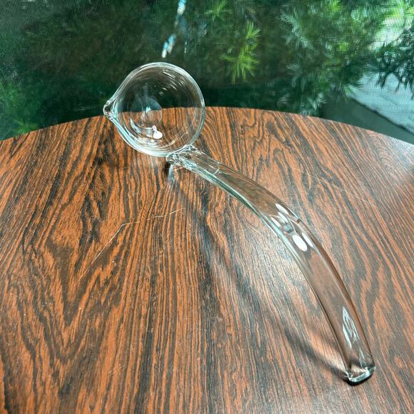 Vintage Glass Punch Bowl Ladle – 11” Clear Glass Serving Utensil Mid Century - Picture 1 of 13